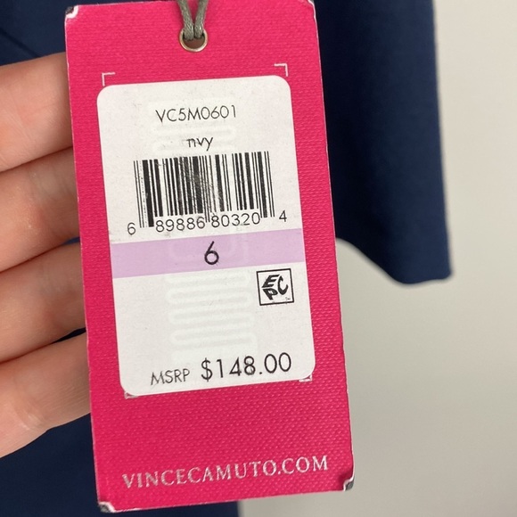 NWT New with Tags Vince Camuto 3/4 Sleeve Navy Shift Dress w/ Pockets Size 6 Mod - Picture 6 of 12